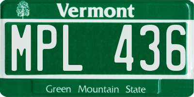 VT license plate MPL436