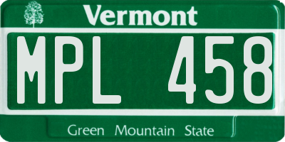 VT license plate MPL458
