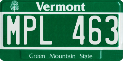 VT license plate MPL463