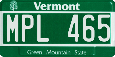 VT license plate MPL465