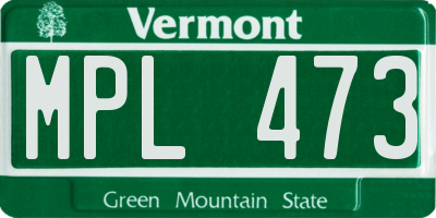 VT license plate MPL473