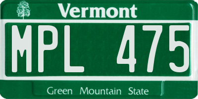 VT license plate MPL475