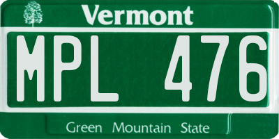 VT license plate MPL476