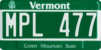 VT license plate MPL477