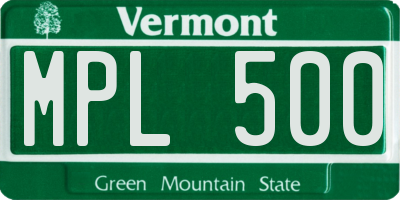VT license plate MPL500