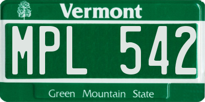 VT license plate MPL542