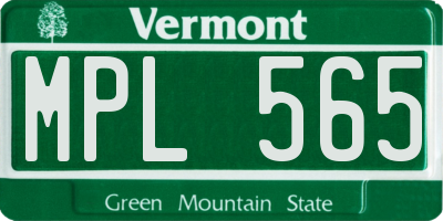 VT license plate MPL565