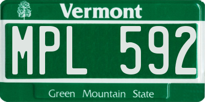 VT license plate MPL592
