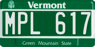 VT license plate MPL617
