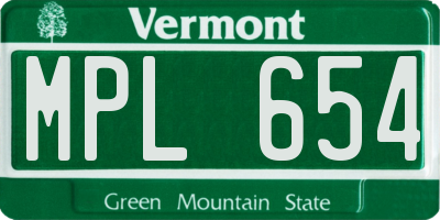 VT license plate MPL654