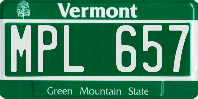 VT license plate MPL657