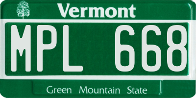 VT license plate MPL668