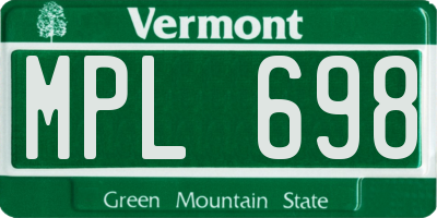 VT license plate MPL698