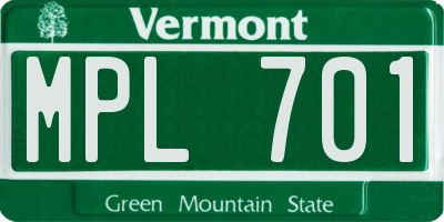 VT license plate MPL701