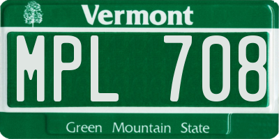 VT license plate MPL708