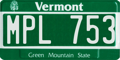 VT license plate MPL753