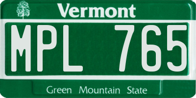 VT license plate MPL765