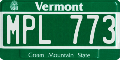 VT license plate MPL773