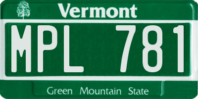 VT license plate MPL781