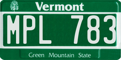 VT license plate MPL783