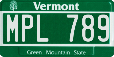 VT license plate MPL789