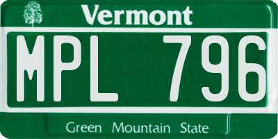 VT license plate MPL796