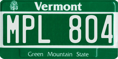 VT license plate MPL804
