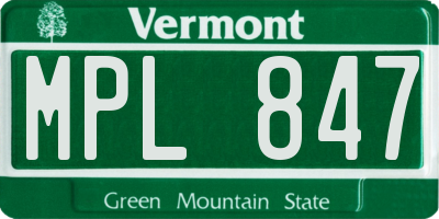 VT license plate MPL847