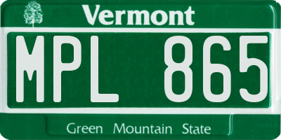 VT license plate MPL865