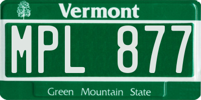 VT license plate MPL877
