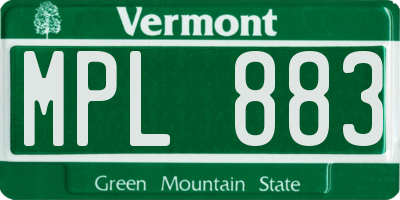 VT license plate MPL883