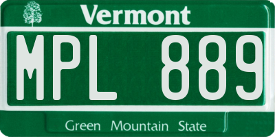 VT license plate MPL889