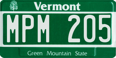 VT license plate MPM205