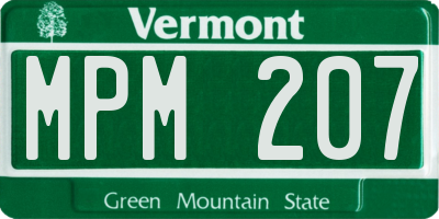 VT license plate MPM207