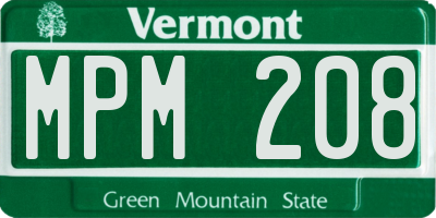 VT license plate MPM208