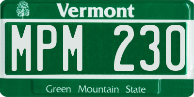VT license plate MPM230