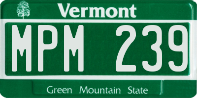 VT license plate MPM239