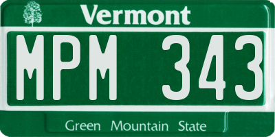 VT license plate MPM343