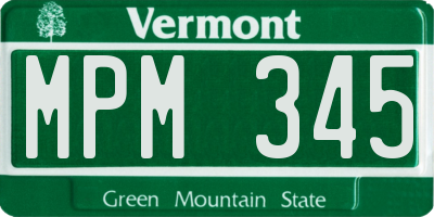 VT license plate MPM345