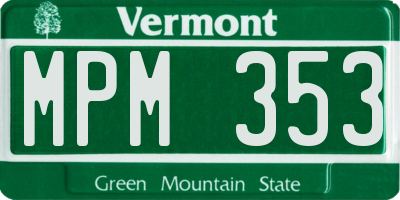 VT license plate MPM353