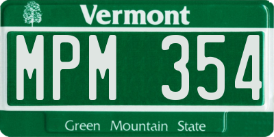 VT license plate MPM354