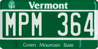 VT license plate MPM364