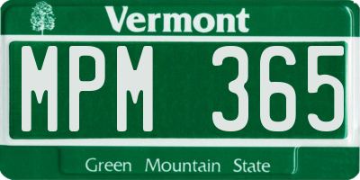 VT license plate MPM365