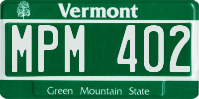 VT license plate MPM402
