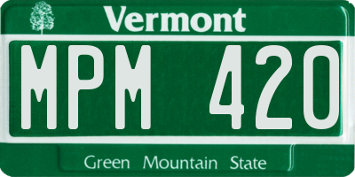 VT license plate MPM420
