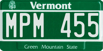 VT license plate MPM455