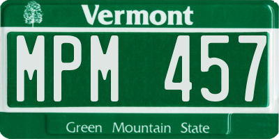 VT license plate MPM457