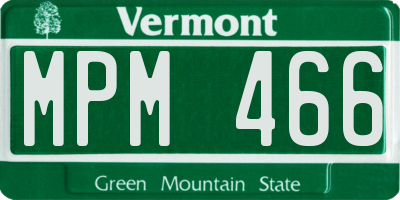 VT license plate MPM466