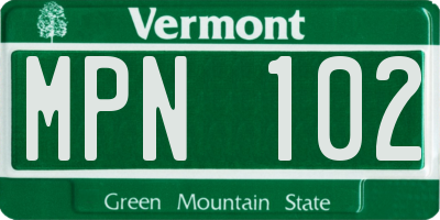 VT license plate MPN102