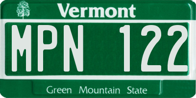 VT license plate MPN122